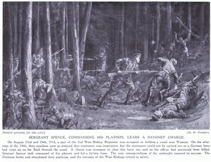 Sergeant Spence won a DCM for leading his platoon in a bayonet charge in woods near Wasmes in August 2014 by Margaret Dovaston