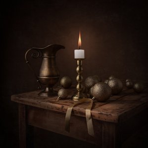 Golden Candlelight Still Life by Margareth Perfoncio