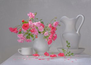 Pink Rose Still Life by Margareth Perfoncio