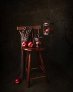 Red Apples Dark Still Life by Margareth Perfoncio