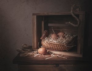Rustic Duck Basket with Eggs