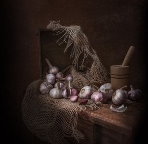 Rustic Garlic Still Life by Margareth Perfoncio