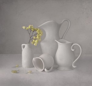 Serene White Pitchers by Margareth Perfoncio