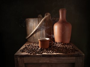 Steaming Rustic Coffee