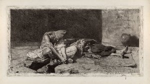 Arab Watching Over the Body of a Friend by Marià Fortuny Marsal