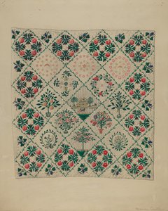 Embroidered Applique Quilt by Marian Curtis Foster