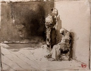 Two Arab Beggars on a Street Corner