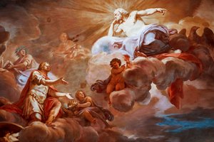 Romulus is welcomed in Olympus by Jupiter (detail)