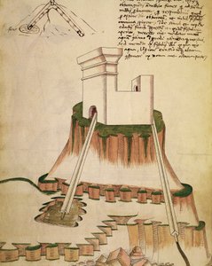 Study on the Correct Installation of a Well and the Drainage for a Fortress, illustration from a work by Mariano di Jacopo Vanni, known as Taccola by Mariano di Jacopo (1382 c.1453) (after)