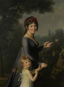 Portrait of Marie Geneviève Lemoine with Her Daughter Anne Aglaé Deluchi in a Park