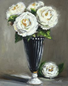 Elegant White Roses Vase by Marina Kozyr