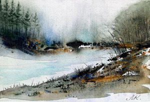 Misty Winter River by Marina Kozyr