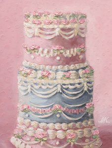 Pink and Blue Tiered Cake by Marina Kozyr