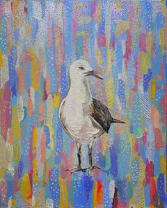 Vibrant Seagull Painting by Marina Kozyr