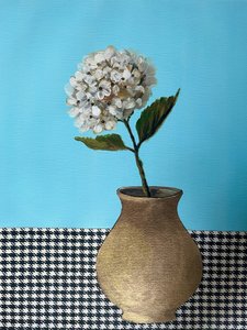 White Floral Gold Vase by Marina Kozyr