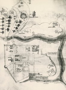 Map of Jerusalem, from Book of Secrets of Faithful of Cross (Liber Secretorum Fidelium Crucis) by Marino the Elder (after) Sanuto