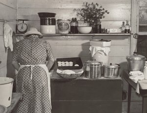 One of the Wilkins Family Making Biscuits for Dinner on Cornshucking Day at Mrs. Fred Wilkins