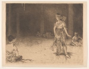 Wajang Wong (Indian Tribute on the Occasion of the Silver Wedding Anniversary of H.M. the Queen) by Marius Bauer (signed by artist)