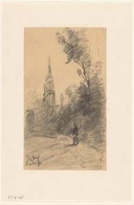 Rider and Landscape with Trees and Figures by Marius Bauer