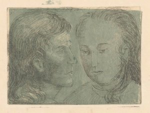 Young Man in Profile and Woman by Marius Holleman