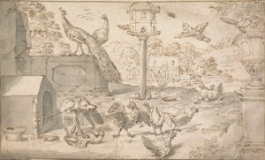Landscape with Birds and Dog by Marmaduke Cradock