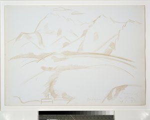 Mountain Landscape with Church Steeple in Foreground by Marsden Hartley