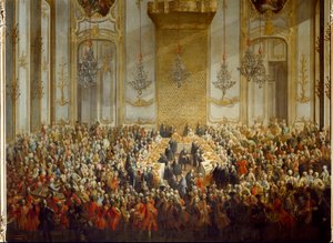 Official Banquet Organized for the Wedding of Princess Isabella of Parma with Emperor Joseph II on 6/10/1760 (detail) by Martin (and studio) Mytens or Meytens