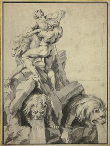 Hercules and Antaeus Design for a Fountain by Martin Desjardins