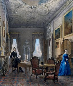 Venetian interior, watercolor by Don Martin, Italy by Martin Don