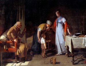 A young woman helping an unhappy family