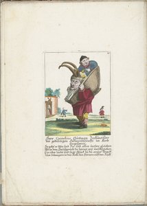 The Dwarf Cornelius Guttman as Hornbearer, ca. 1710 (Il Callotto Resurrected or Newly Arranged Dwarf Cabinet) by Martin Engelbrecht (attributed to)