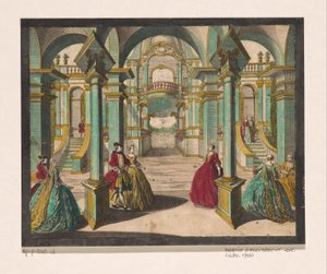 View of the Interior of a Palace, with Several Richly Dressed Ladies and Gentlemen by Martin Engelbrecht