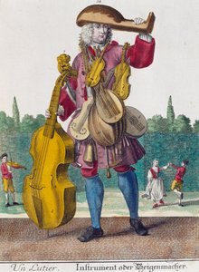 Lute player, engraving from Assemblage des nouveau manouvries habilles by Martin Engelbrecht