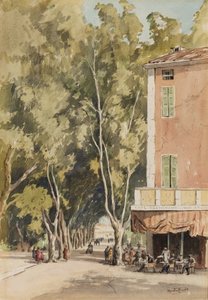 An avenue of plane trees, Vaison, Vaucluse, October 1933 by Martin Hardie