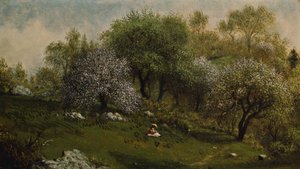 Girl on a Hillside, Apple Blossoms
