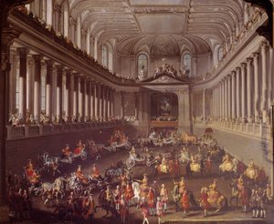 Carousel of the Spanish manege of Vienna to celebrate the French defeat in Prague in 1763, Marie Therese of Austria (1717-1780) is represented on the white horse. Painting of the school of Martin Meytens (1695-1770) 18th century by Martin Meytens the Younger