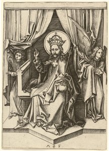 Christ Enthroned, with Two Angels by Martin Schongauer