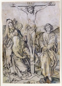 Christ on the Cross, with the Virgin and St. John by Martin Schongauer