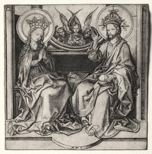 God the Father and the Blessed Virgin Enthroned Attended by Angels by Martin Schongauer