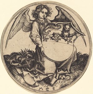 Shield with Lion, Held by Angel by Martin Schongauer