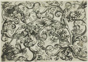 Vine Ornament with Parrots and Birds