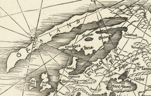 1513 Map of the North Sea Showing Greenland Connected to Scandinavia