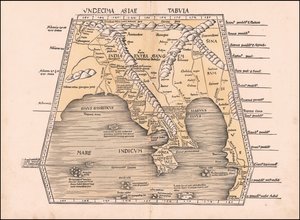 1513 Map of Southeast Asia, China and India by Martin Waldseemüller