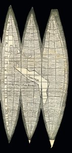 World map in the form of a set of terrestrial globe gores, 1507 by Martin Waldseemuller