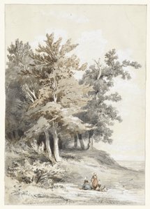 Forest edge with figures