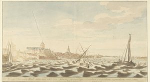 View of Nijmegen from the Waal by Martinus Berkenboom