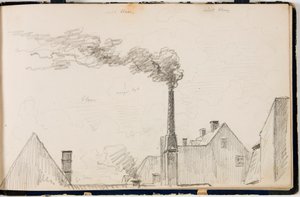 Cityscape with Smoking Chimney by Martinus Rørbye