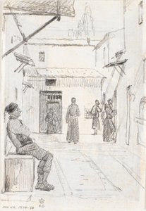 Italian Street with Fisherman in the Background by Martinus Rørbye