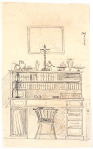 Desk with Bookshelves by Martinus Rørbye