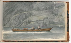 Fjord Landscape with Rowboat. Krøderen, Norway by Martinus Rørbye